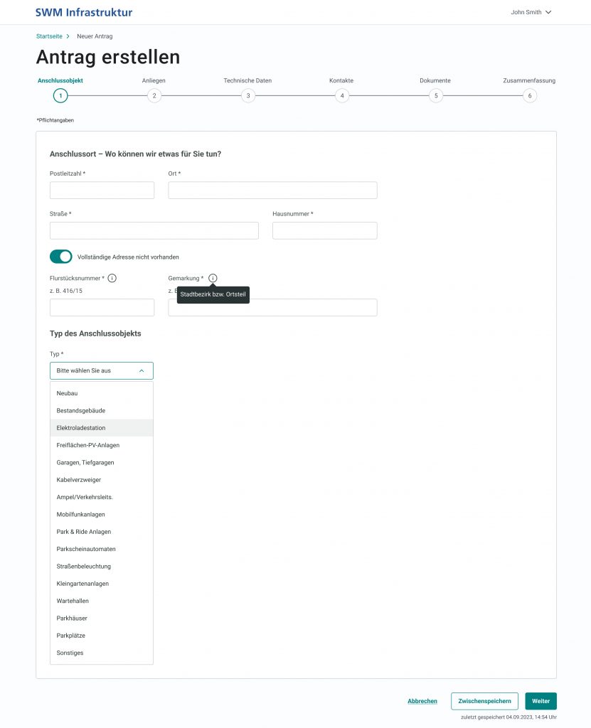 Antragstellung Onlineformular