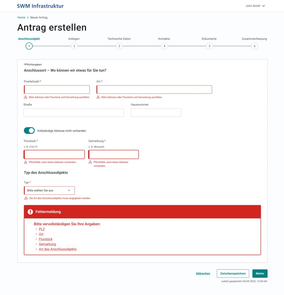 Antragstellung Onlineformular