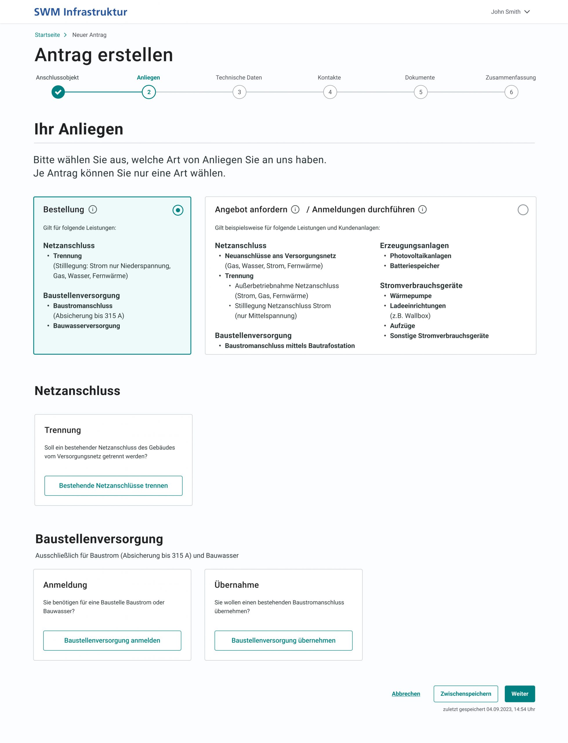 Antragstellung Onlineformular