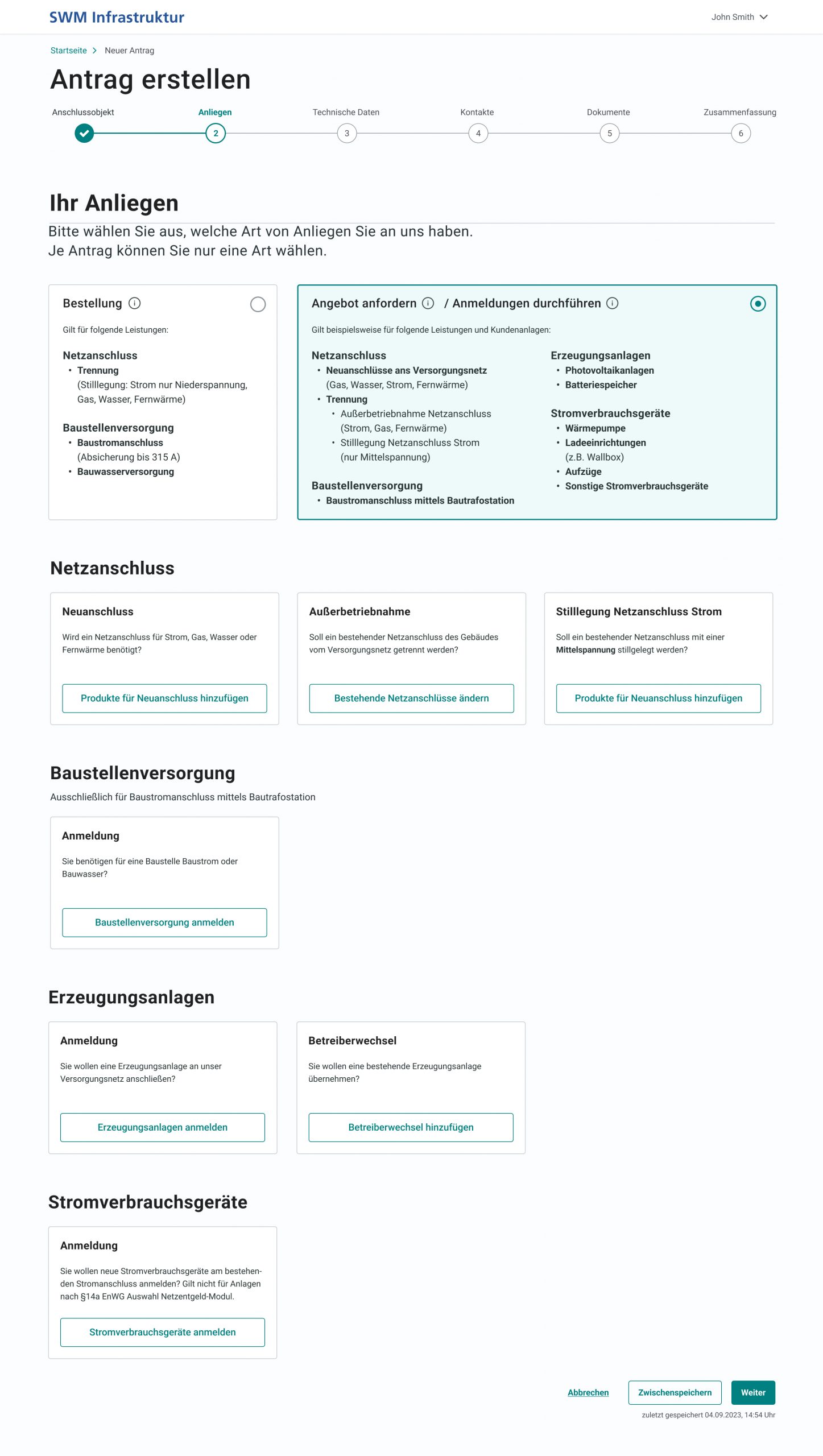 Antragstellung Onlineformular