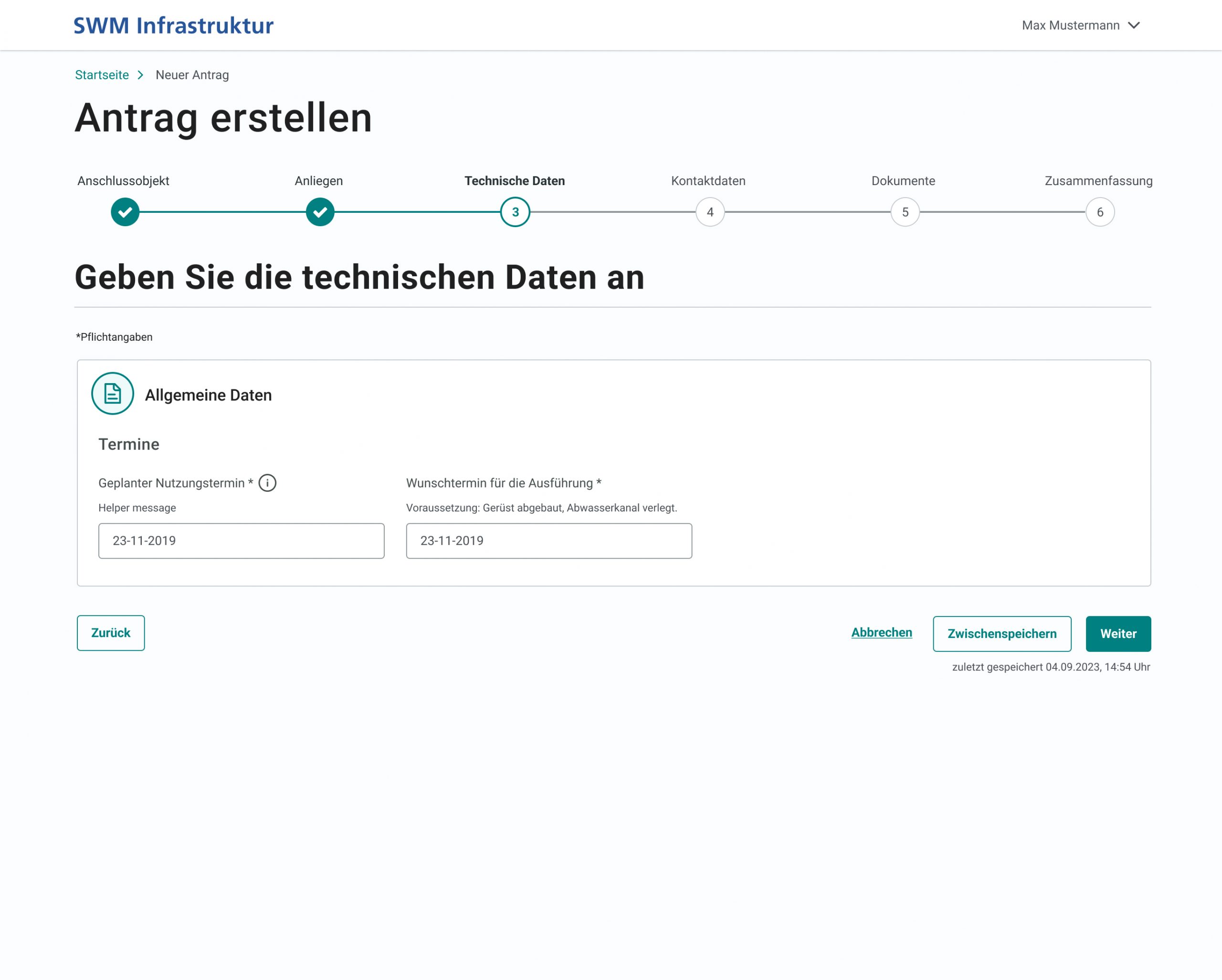 Antragstellung Onlineformular